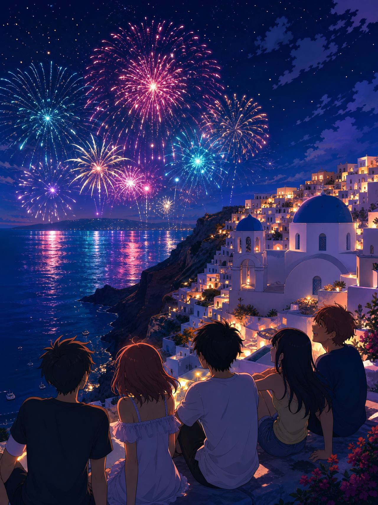 抖音揭秘教程动漫-烟花之夜AI场景动漫演示